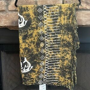 NWT gold, gray and white sarong with fringe. One size.
